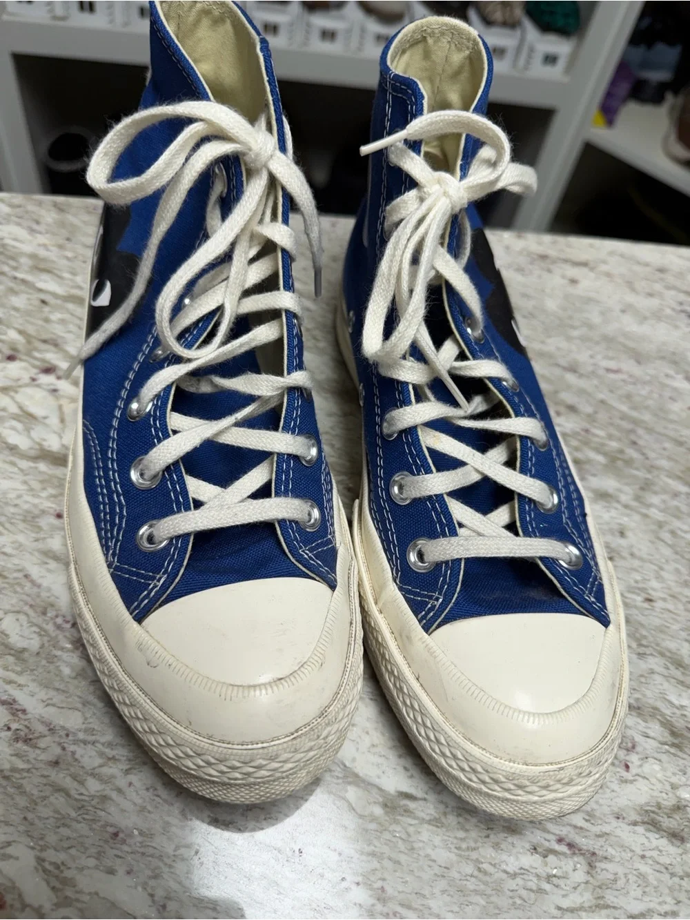 Comme des Garçons PLAY x Converse High-Top Sneakers in Blue - Picture 3 of 11